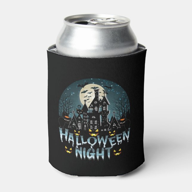 Haunted House, Scary Halloween Night Can Cooler (Can Front)