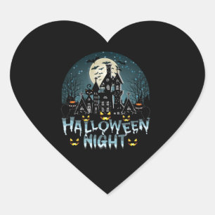 Haunted House, Scary Halloween Night Heart Sticker