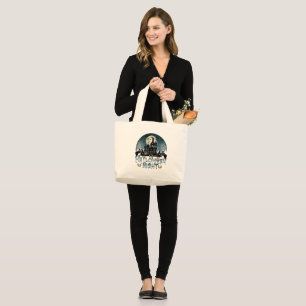 Haunted House, Scary Halloween Night Large Tote Bag