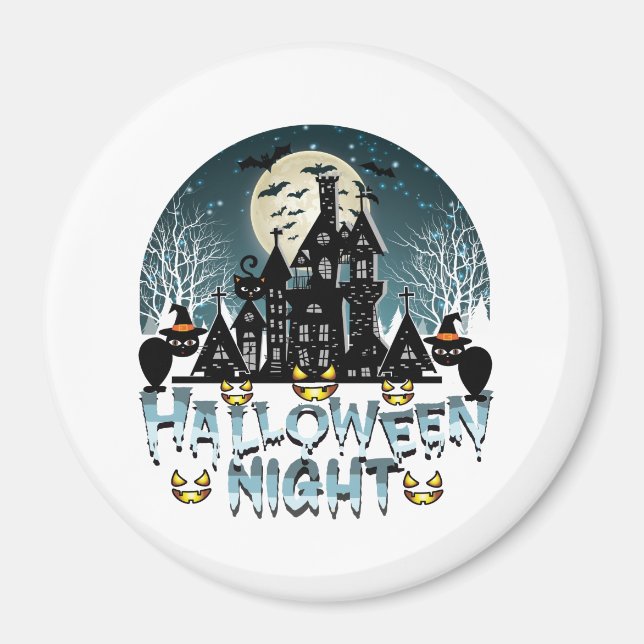 Haunted House, Scary Halloween Night Magnet (Front)