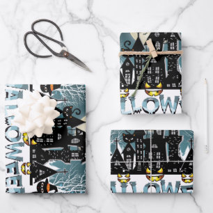 Haunted House, Scary Halloween Night Wrapping Paper Sheet