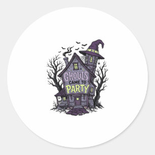 Haunted House Shirt Cute Spooky Party Halloween De Classic Round Sticker