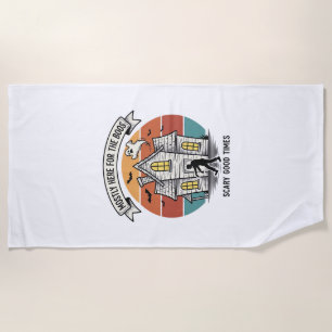 Haunted House Shirt Funny Vintage Halloween Scare Beach Towel