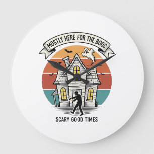Haunted House Shirt Funny Vintage Halloween Scare Large Clock