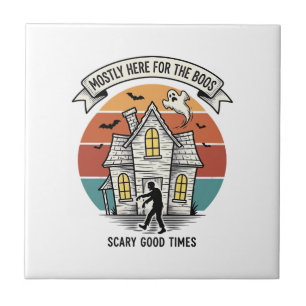 Haunted House Shirt Funny Vintage Halloween Scare  Tile