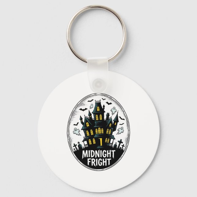 Haunted House Shirt Scary Night Halloween Vector_1 Key Ring (Front)
