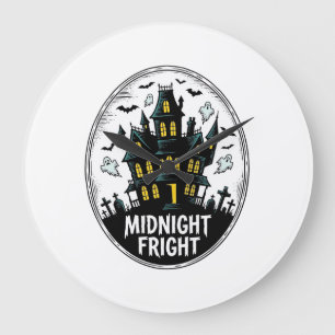 Haunted House Shirt Scary Night Halloween Vector_1 Large Clock