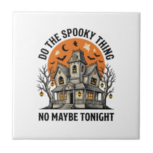 Haunted House Shirt Spooky Vintage Halloween Desig Tile