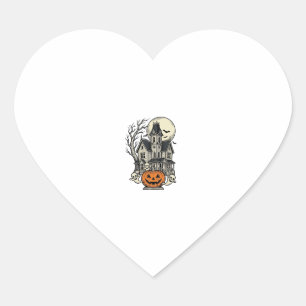Haunted House Shirt Vintage Engraving Halloween De Heart Sticker