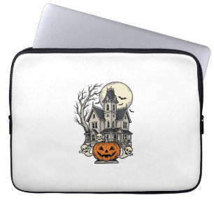 Haunted House Shirt Vintage Engraving Halloween De Laptop Sleeve