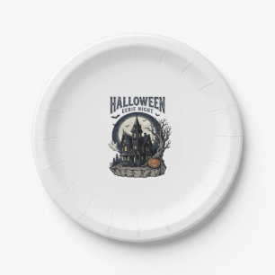 Haunted House Shirt Vintage Engraving Spooky Seaso Paper Plate