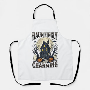 Haunted House Shirt Vintage Halloween Cottage Desi Apron
