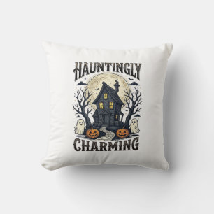 Haunted House Shirt Vintage Halloween Cottage Desi Cushion