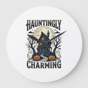 Haunted House Shirt Vintage Halloween Cottage Desi Large Clock