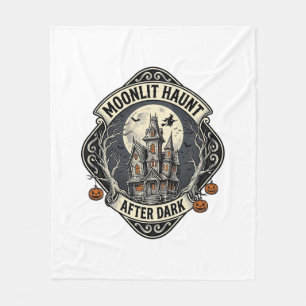 Haunted House Shirt Vintage Halloween Moon Witch D Fleece Blanket