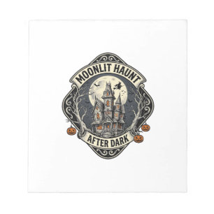 Haunted House Shirt Vintage Halloween Moon Witch D Notepad