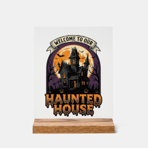 Haunted House Shirt Vintage Halloween Welcome Desi Acrylic Sign