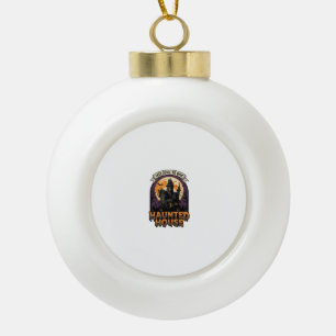 Haunted House Shirt Vintage Halloween Welcome Desi Ceramic Ball Christmas Ornament