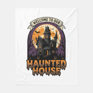 Haunted House Shirt Vintage Halloween Welcome Desi Fleece Blanket