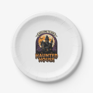 Haunted House Shirt Vintage Halloween Welcome Desi Paper Plate