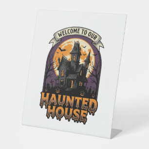 Haunted House Shirt Vintage Halloween Welcome Desi Pedestal Sign