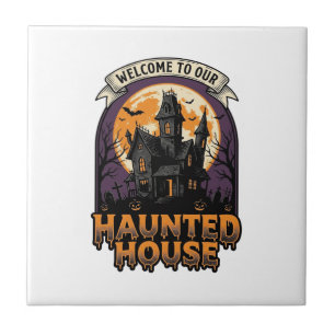 Haunted House Shirt Vintage Halloween Welcome Desi Tile