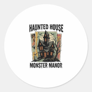 Haunted House Shirt Vintage Monster Manor Design Classic Round Sticker
