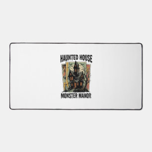 Haunted House Shirt Vintage Monster Manor Design Desk Mat