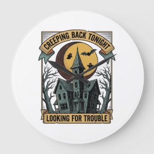 Haunted House Shirt with Engraved Spooky Manor Moo Large Clock