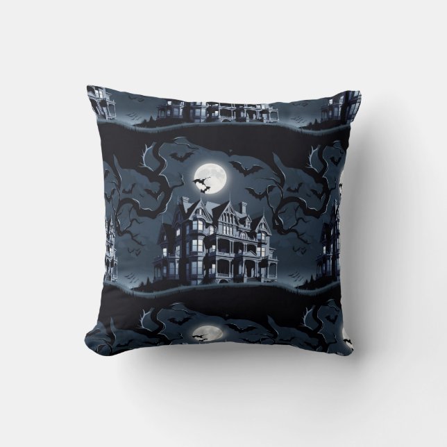 Haunted House Silhouette Cushion (Front)