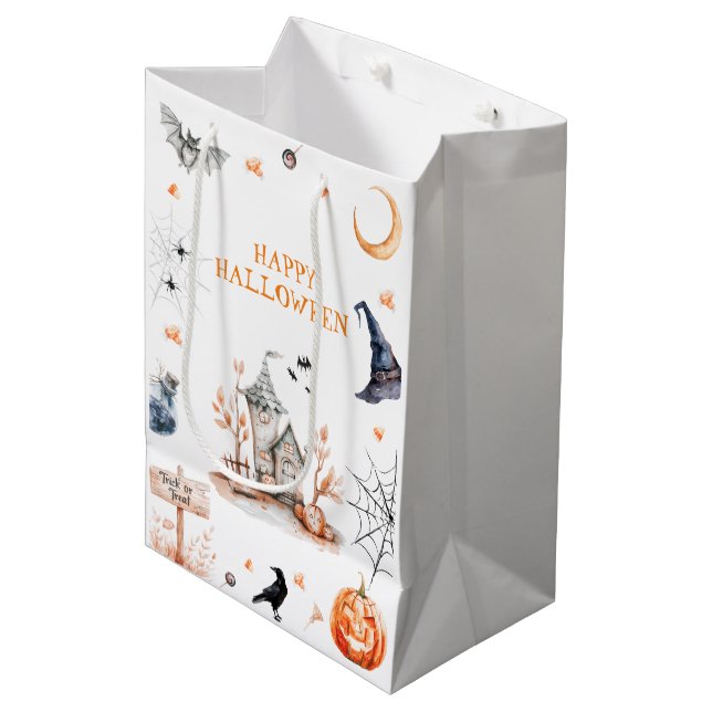 Haunted House Spooktacular Halloween Party Medium Gift Bag (Front Angled)
