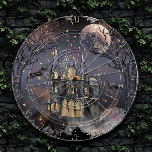 Haunted House   Spooky Full Moon Tree and Bats Dartboard