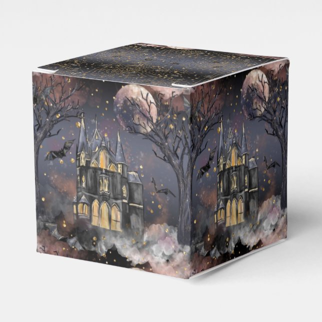 Haunted House | Spooky Full Moon Tree and Bats Favour Box (Front Side)