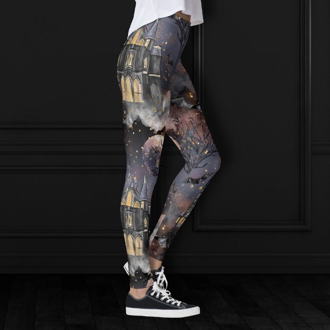 Haunted House | Spooky Full Moon Tree and Bats Leggings (Creator Uploaded)