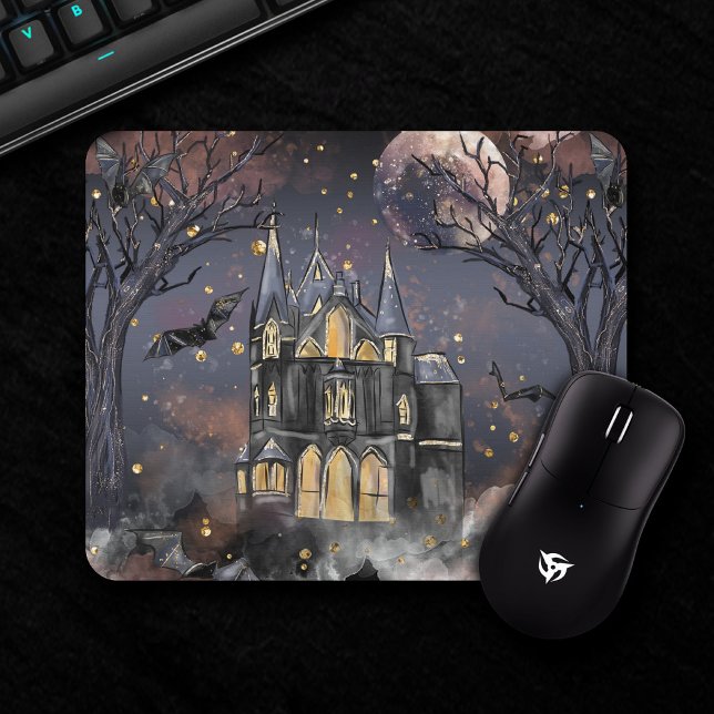 Haunted House | Spooky Full Moon Tree and Bats Mouse Mat (Creator Uploaded)
