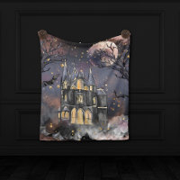 Haunted House | Spooky Full Moon Tree and Bats
