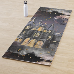 Haunted House   Spooky Full Moon Tree and Bats Yoga Mat