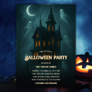Haunted House Spooky Ghosts Halloween Party Invitation
