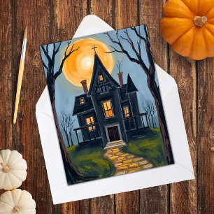 Haunted House Spooky Halloween Holiday Card