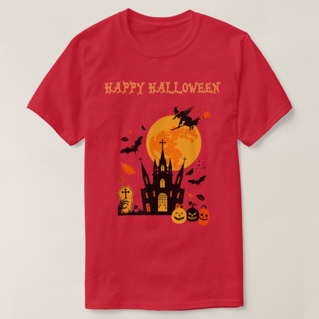 Haunted House Spooky Pumpkin Happy Halloween 2022  T-Shirt (Design Front)