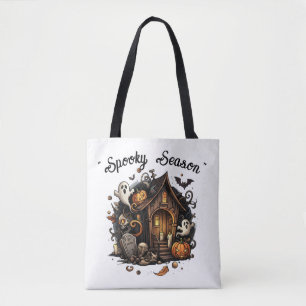 Haunted House  Spooky Season Essentials Tote   Tote Bag