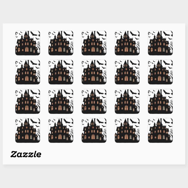 Haunted House Square Sticker (Sheet)