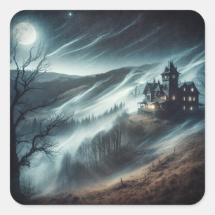 Haunted House Square Sticker