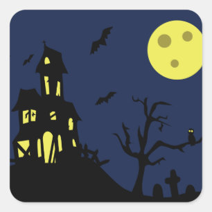 Haunted House Square Sticker
