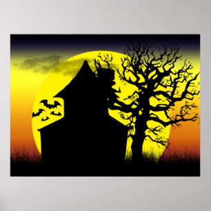 Haunted House Sunset Poster Print