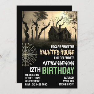 Haunted House Theme, Escape Room, Birthday Party Invitation