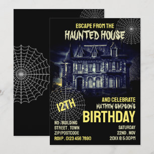 Haunted House Theme, Escape Room, Birthday Party Invitation
