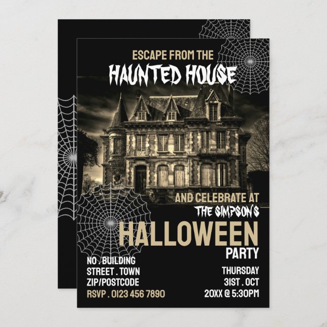 Haunted House Theme, Escape Room, Halloween Party Invitation (Front/Back)