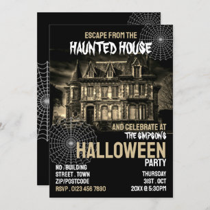 Haunted House Theme, Escape Room, Halloween Party Invitation