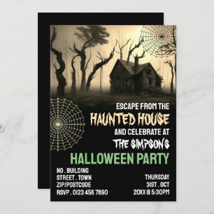 Haunted House Theme, Escape Room, Halloween Party Invitation